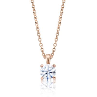 Colgante " Midori" solitario oro rosa 18k y Diamante con cadena - CR 1 OR