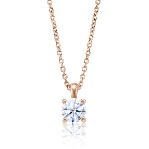 Colgante " Midori" solitario oro rosa 18k y Diamante con cadena - CR 1 OR