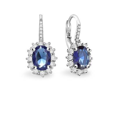 Pendientes con Zafiro y orla de Brillantes - PR 15 ZAF