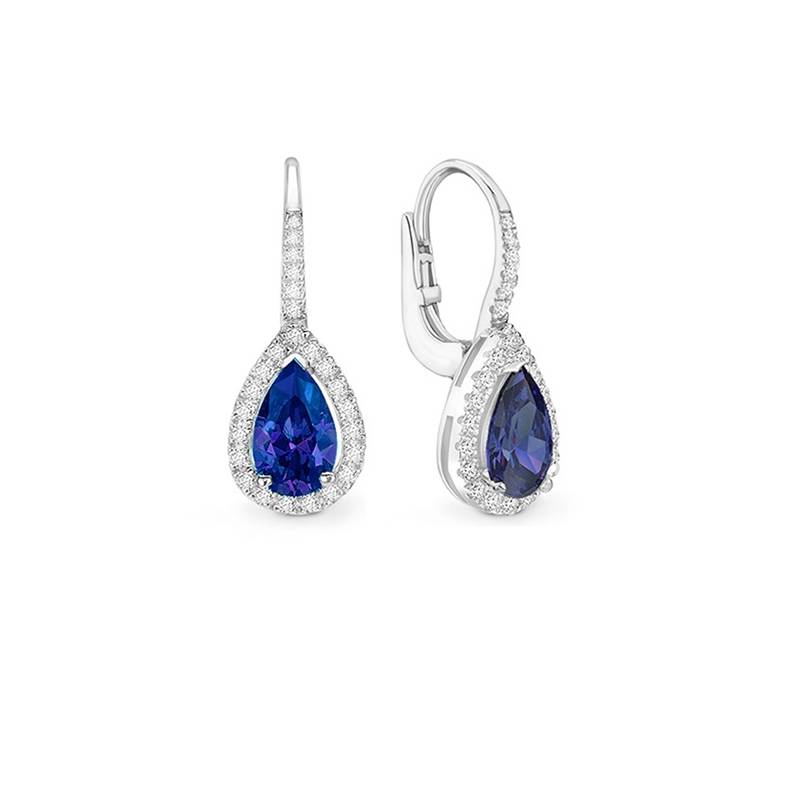 Pendientes "Blue Drop" con Zafiro Pera y brillantes - PR 18 ZAF
