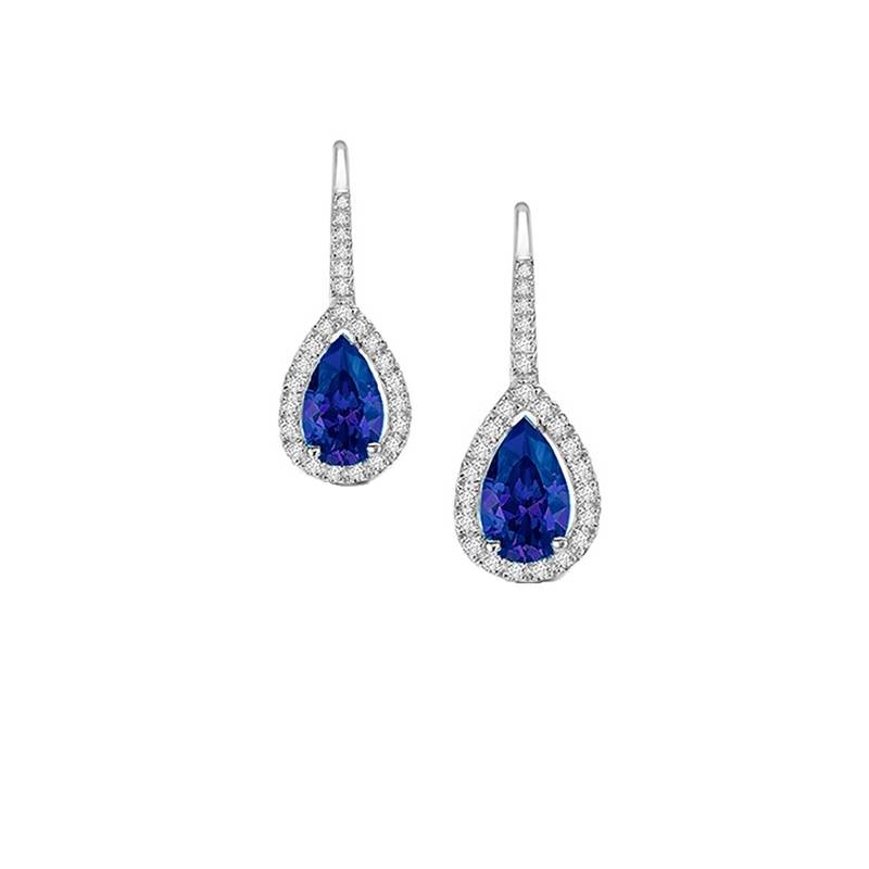 Pendientes "Blue Drop" con Zafiro Pera y brillantes - PR 18 ZAF-2