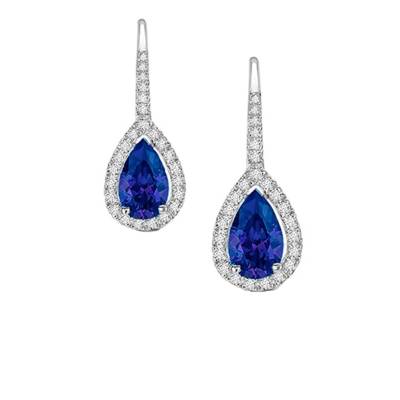 Pendientes "Blue Drop" con Zafiro Pera y brillantes - PR 18 ZAF-2
