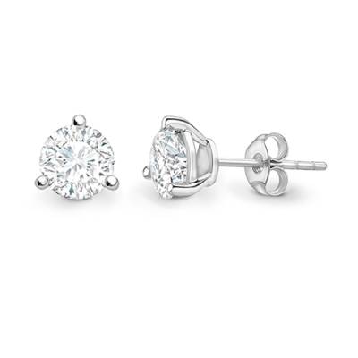 Pendientes "SHALOSH" en oro blanco con brillante engastado con 3 garras - PR 30