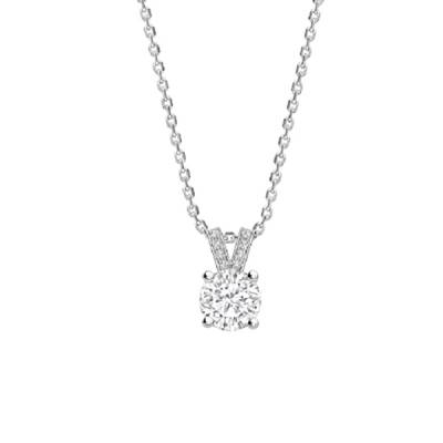 Colgante "Eiffel" con Diamante central en garras y oro blanco 18K - CR 16 OB