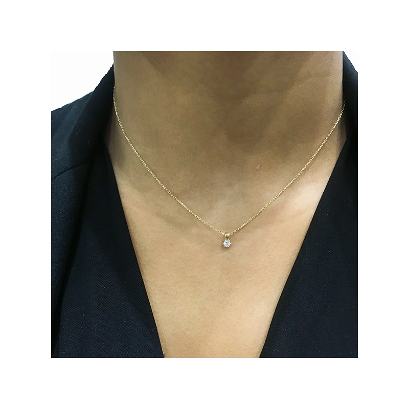 Collar "Florencia" en garra con Diamante en Oro 18K desde 0,10 cts