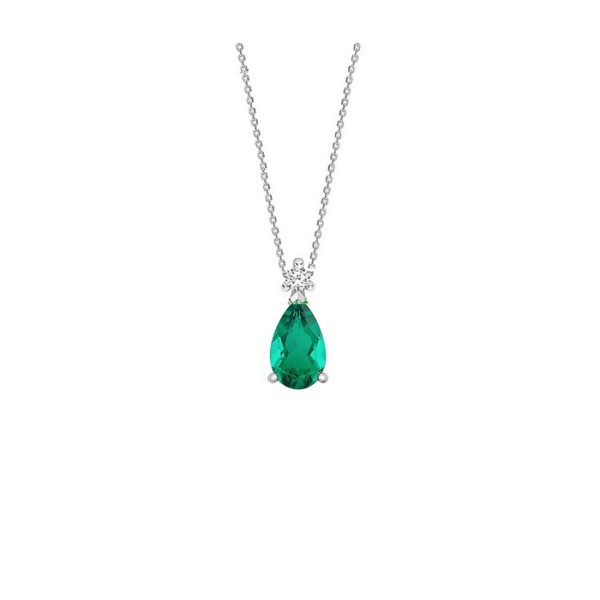 Collar "Green Drop" con Esmeralda Pera y Diamante - CR 9 ESME 