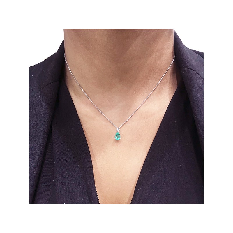Collar "Green Drop" con Esmeralda Pera y Diamante - CR 9 ESME -2