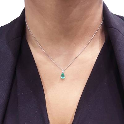 Collar "Green Drop" con Esmeralda Pera y Diamante - CR 9 ESME -2