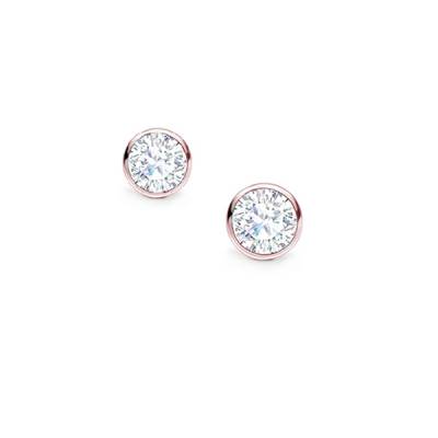 Dormilonas Pendientes en Oro Rosa con Diamante "Chatón" - PR 16 OR-2