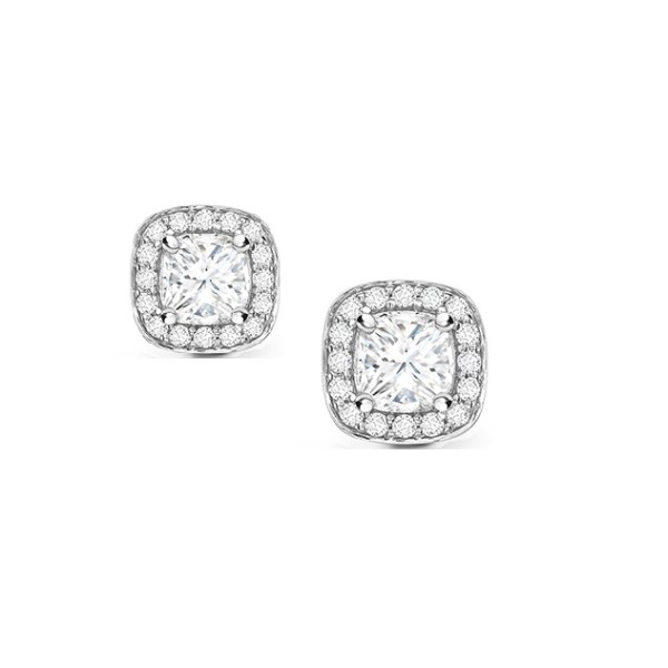 Pendientes "Otis" cuadrados con Brillantes rodeados por Orla Diamantes - PR 26 2