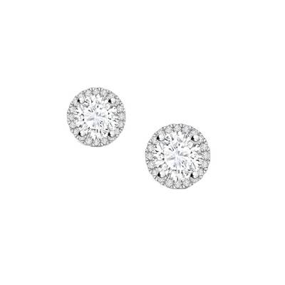 Pendientes de oro blanco y diamantes "Gardenia" estilo clásico con orla - PR 27-2