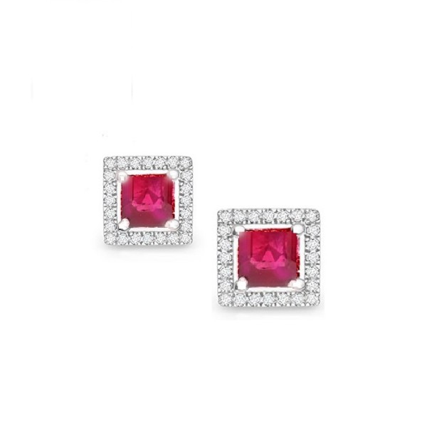 Dormilonas "Red Brickell" con Rubí talla princesa orla de brillantes PR 12 RUBI-2