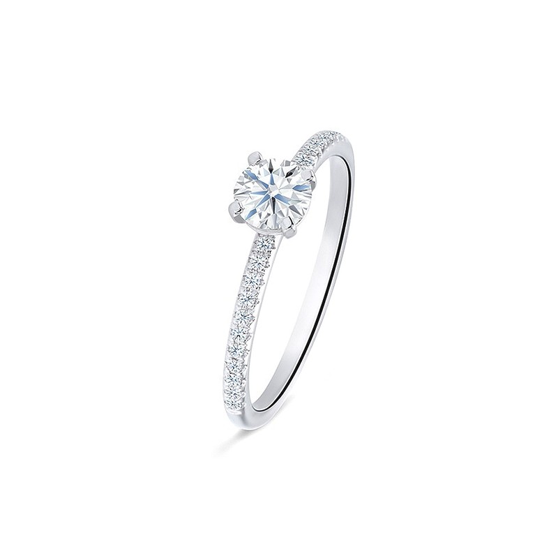 Anillo "Minami" de oro blanco 18k con diamantes Certificados de 0.30 cts en garras -  SR-47