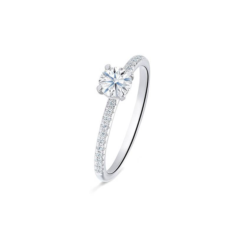 Anillo "Minami" de oro blanco 18k con diamantes Certificados de 0.30 cts en garras -  SR-47
