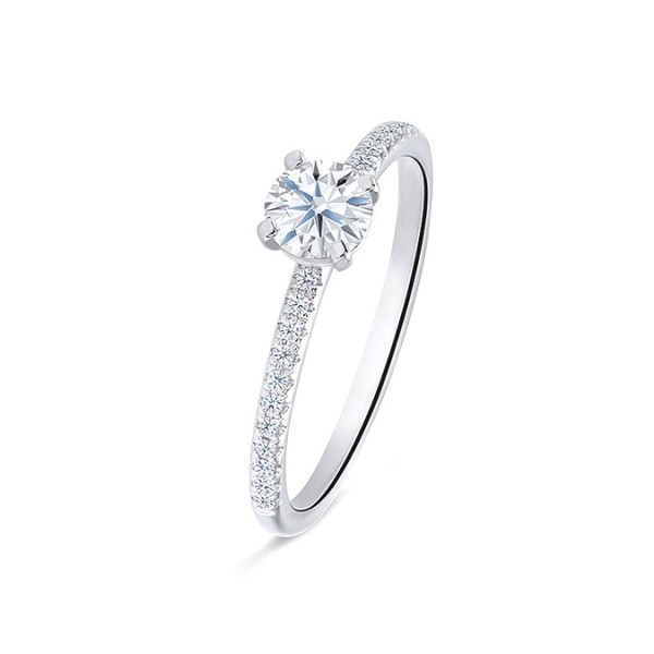 Anillo "Minami" de oro blanco 18k con diamantes Certificados de 0.30 cts en garras -  SR-47 2