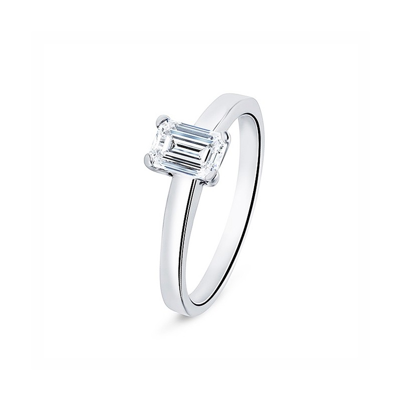 Anillo "Emerald Cut" talla esmeralda de 0.70 cts-2