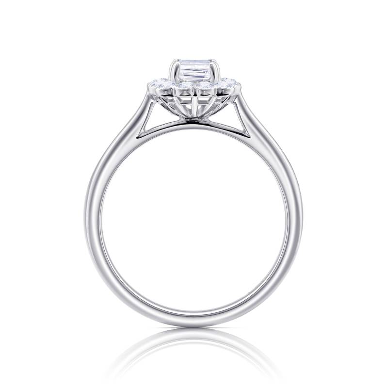 Anillo "Kaori" diamante talla esmeralda con orla de brillantes - SR 74-3