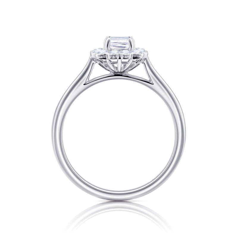 Anillo "Kaori" diamante talla esmeralda con orla de brillantes - SR 74-3