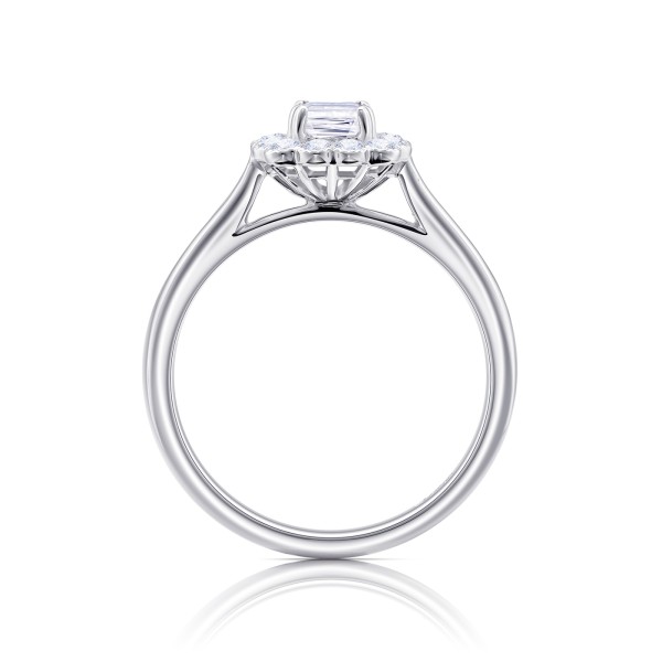 Anillo "Kaori" diamante talla esmeralda con orla de brillantes - SR 74-3