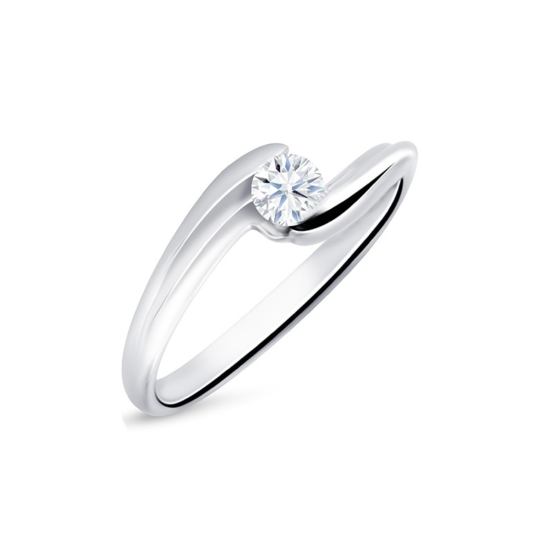 Sortija "NewYork S" en oro blanco con brillante de 0.20 cts-2