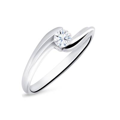 Sortija "NewYork S" en oro blanco con brillante de 0.20 cts-2