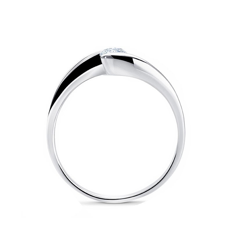 Sortija "NewYork S" en oro blanco con brillante de 0.20 cts-3