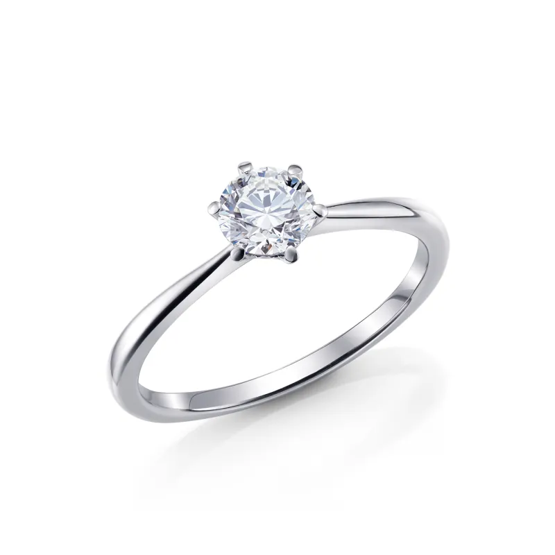 Anillo de oro blanco de 18K para mujer con brillante detalle foto inclinada