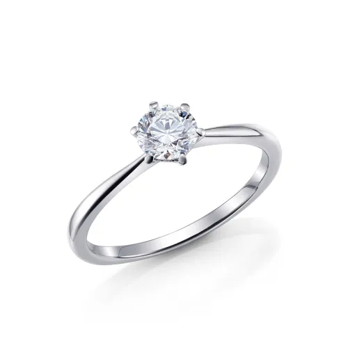 Anillo de oro blanco de 18K para mujer con brillante detalle foto inclinada