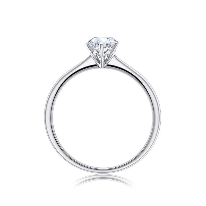 Anillo de oro blanco de 18K para mujer con brillante detalle de perfil