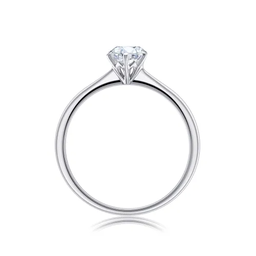 Anillo de oro blanco de 18K para mujer con brillante detalle de perfil