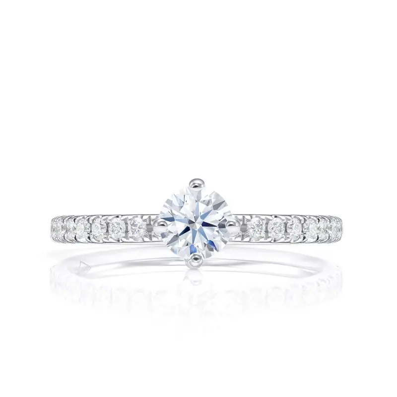 Anillo de compromiso oro blanco 18K con Diamantes certificados