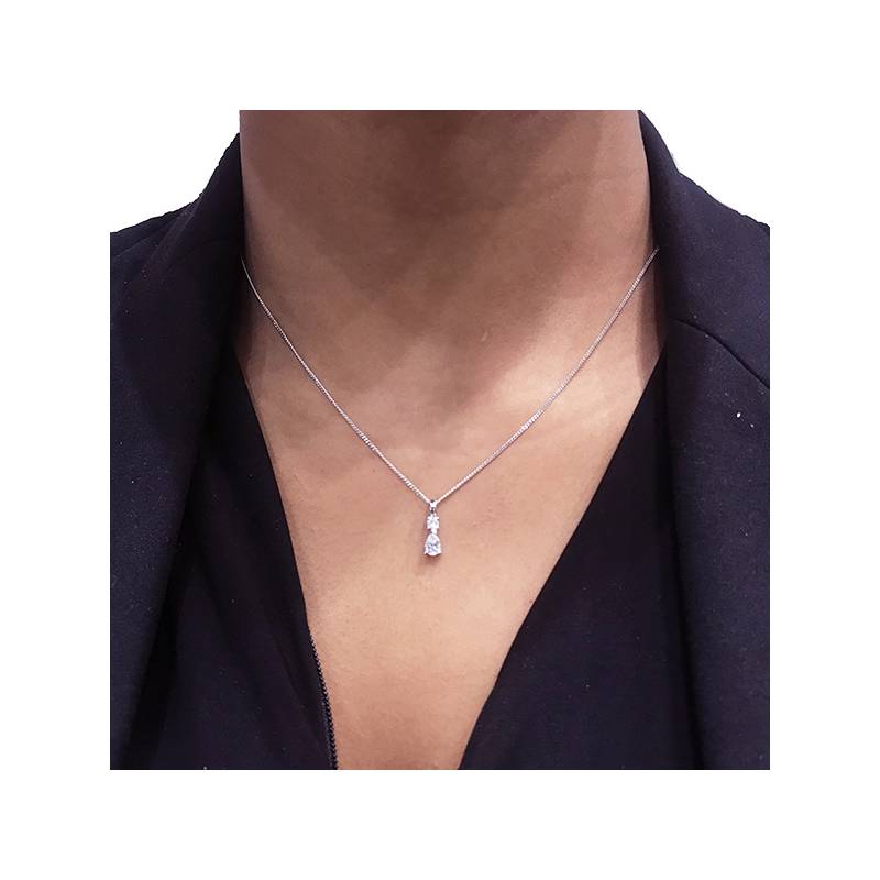 Pendentif Diamante perilla y brillante oro blanco cce2-ob-2