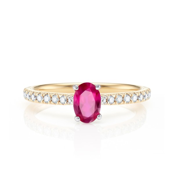 Anillo Rubí y brillantes oro amarillo " Golden Red Cairo" - SR 22 rubí OA