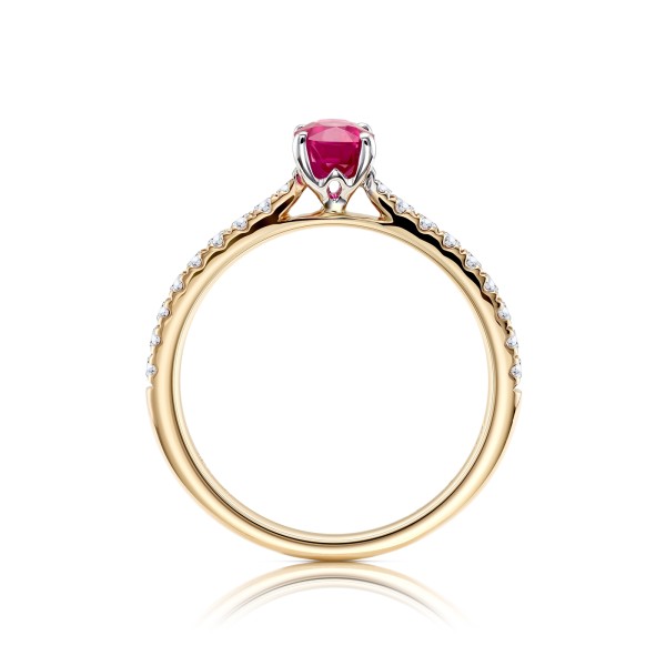 Anillo Rubí y brillantes oro amarillo " Golden Red Cairo" - SR 22 rubí OA 3