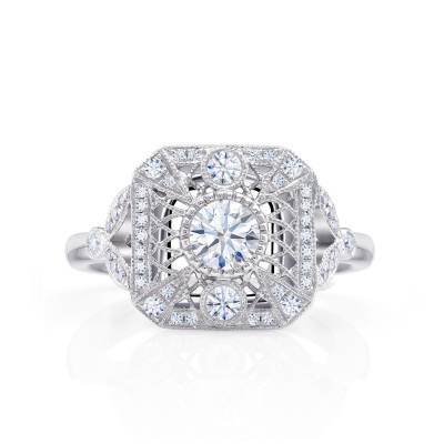 Exclusivo Anillo "Toscana" de oro blanco con diamantes.