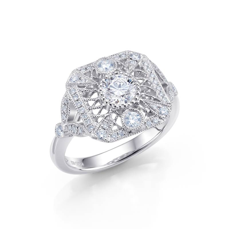 Exclusivo Anillo "Toscana" de oro blanco con diamantes.