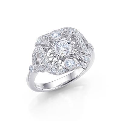 Exclusivo Anillo "Toscana" de oro blanco con diamantes.