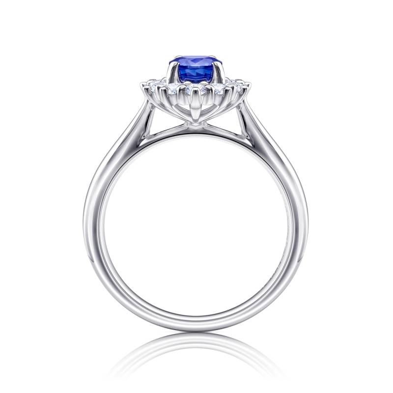 anillos de compromiso de zafiro azul de oro 18K y diamantes leydi di - Jorge Juan Joyeros