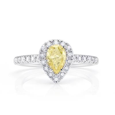 Anillo "Fancy Pear shape" en oro con diamante amarillo - SMJK 51