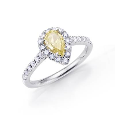 Anillo "Fancy Pear shape" en oro con diamante amarillo - SMJK 51