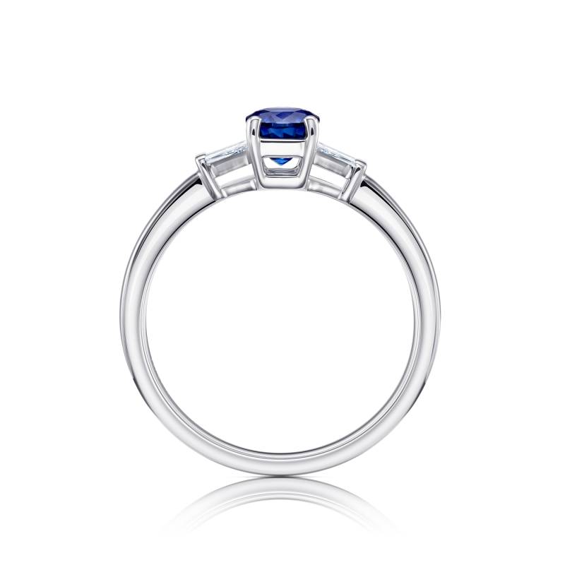 anillo con diamantes y zafiro en oro blanco 18K - Jorge Juan Joyeros