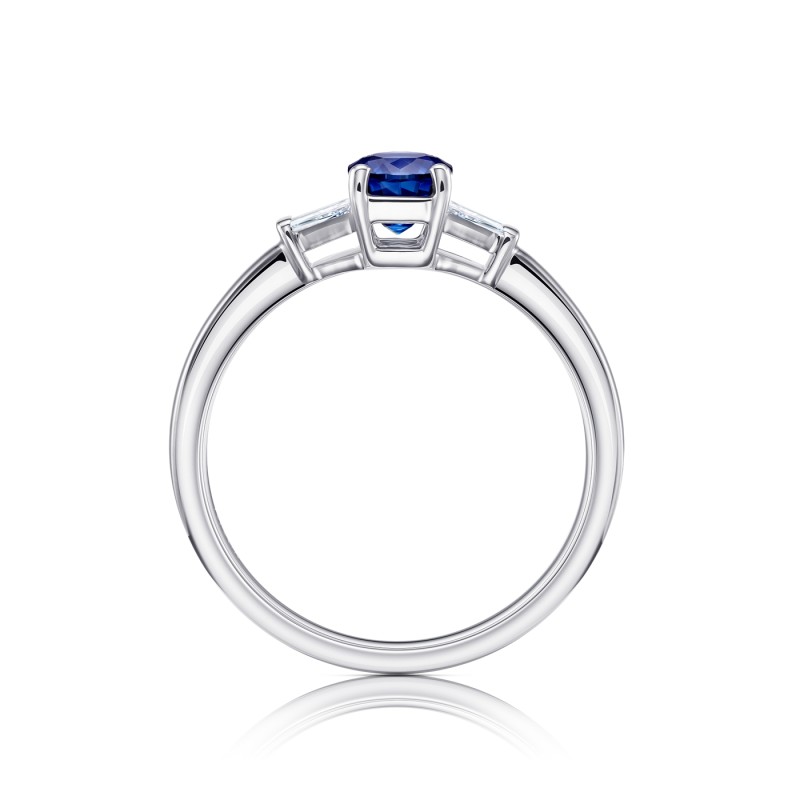 anillo con diamantes y zafiro en oro blanco 18K - Jorge Juan Joyeros