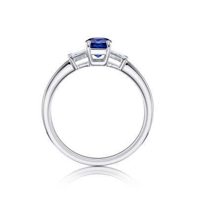 anillo con diamantes y zafiro en oro blanco 18K - Jorge Juan Joyeros