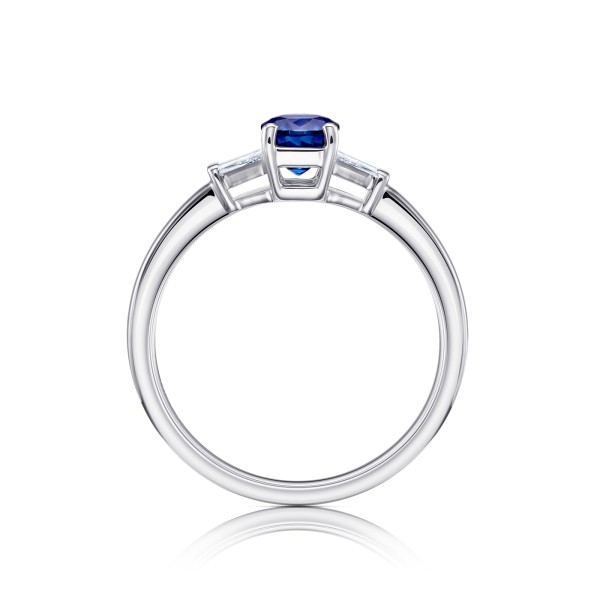 anillo con diamantes y zafiro en oro blanco 18K - Jorge Juan Joyeros