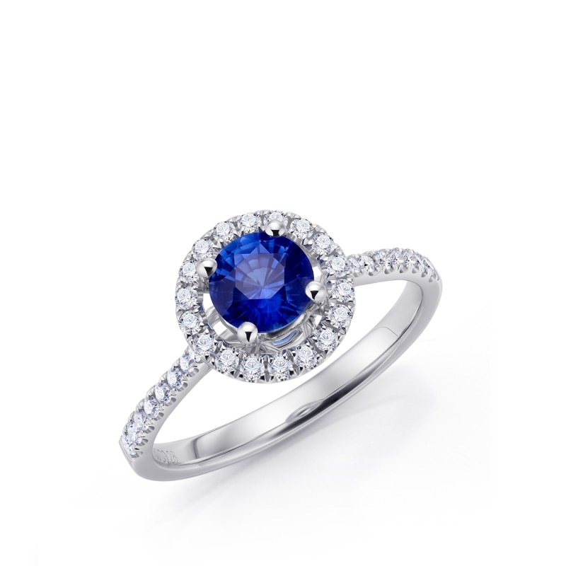 Anillo con zafiro azul oro blanco y diamantes realizado en alta joyería - Jorge Juan Joyeros