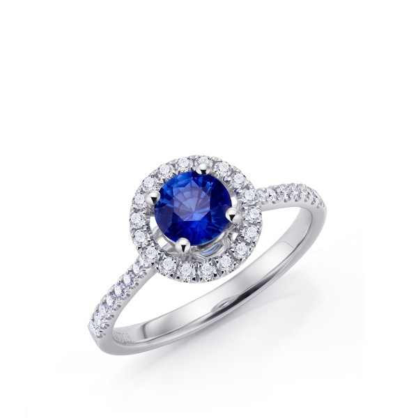 Anillo con zafiro azul oro blanco y diamantes realizado en alta joyería - Jorge Juan Joyeros