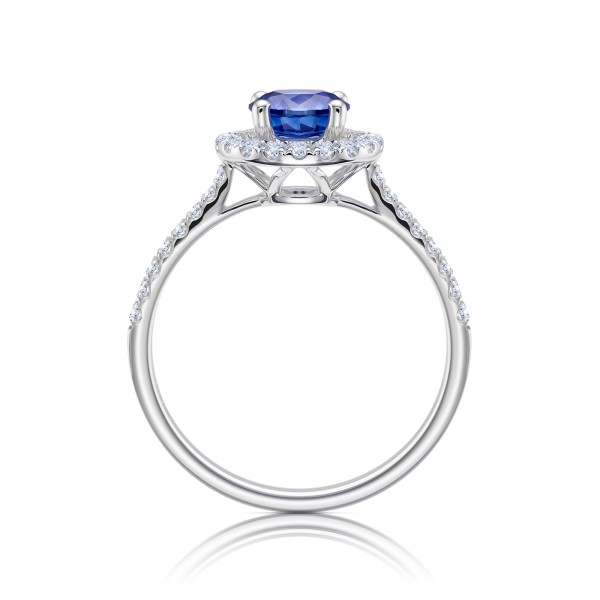Anillo Blue Halo Zafiro Ceylan con brillantes en el brazo SPHK31-3