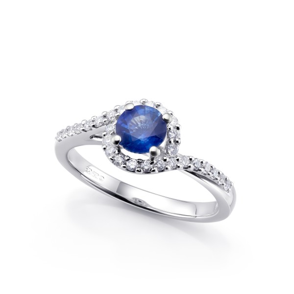 Anillo Blue Phuket con Zafiro Ceylan y orla especial de brillantes SR39ZAF-2