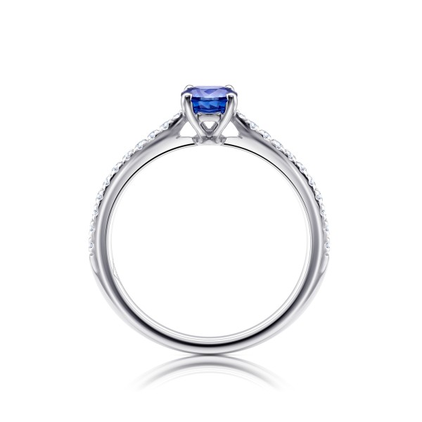 Anillo Blue Namibia zafiro redondo ceylan y brillantes SR66-3