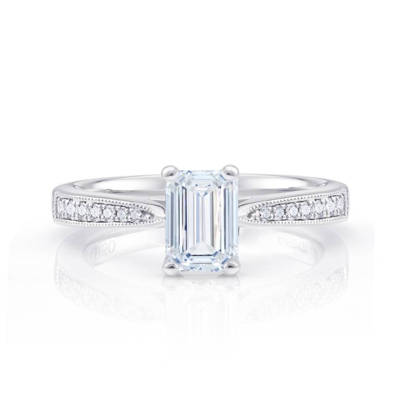 Anillo Diamante corte esmeralda y brillantes "Belle Epoque"  - SR52